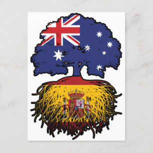 Cartão Postal Bandeira de Raízes da Árvore Australiana da espanh