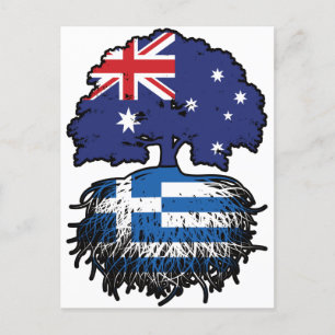 Cartão Postal Bandeira de Raízes da Árvore Australiana grécia