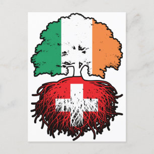 Cartão Postal Bandeira de Raízes da Árvore da Irlanda suiça