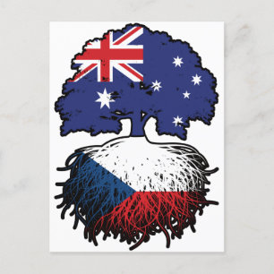 Cartão Postal Bandeira de Raízes da Árvore na Austrália Checa