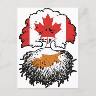 Cartão Postal Bandeira de Raízes de Árvore Cipriota do Canadá