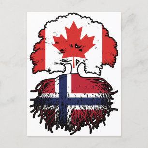Cartão Postal Bandeira de Raízes de Árvore Norueguesa do Canadá