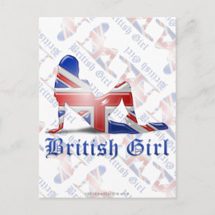 Cartão Postal Bandeira de Silhouette da British Girl