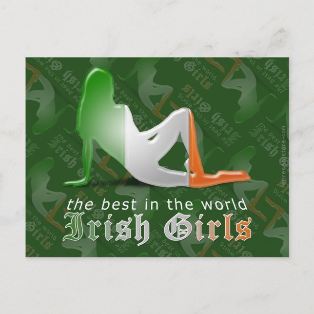 Cartão Postal Bandeira de Silhouette Irish Girl (Frente)