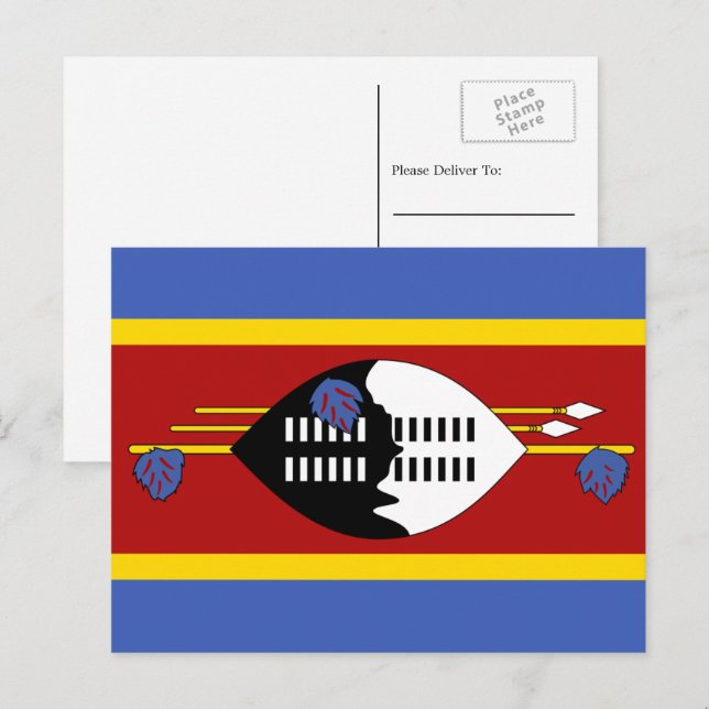 Cartão Postal Bandeira de Swazi, Bandeira de Eswatini (Frente/Verso)