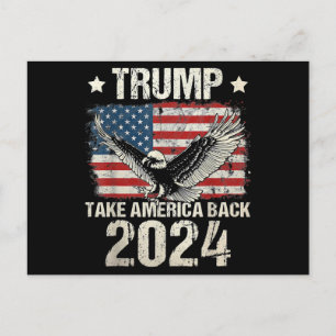 Cartão Postal Bandeira de Trump 2024 toma a América de volta hom
