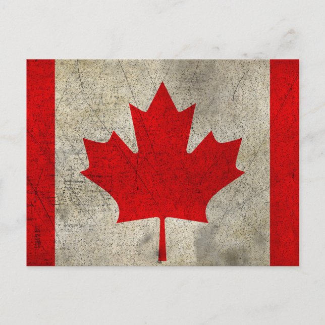 Cartão Postal Bandeira de vinheta frisada do Canadá (Frente)