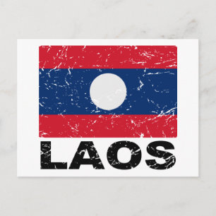 Cartão Postal Bandeira de Vintage no Laos