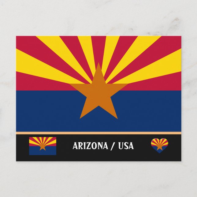 Cartão Postal Bandeira do Arizona & Arizona Estado EUA /viagem A (Frente)