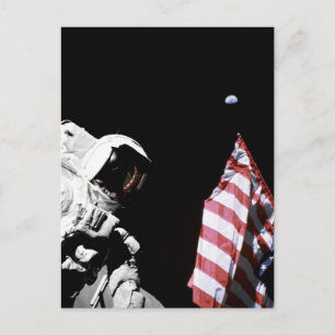Cartão Postal Bandeira do Astronauta da NASA Apollo 17 Foto da T