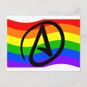 Cartão Postal Bandeira do ateu do arco-íris
