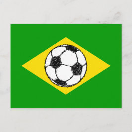 Cartão Postal Bandeira do Brasil | Esboço de futebol