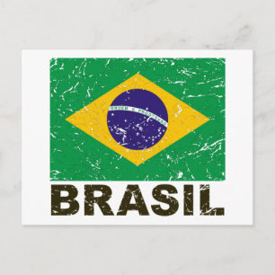 Cartão Postal Bandeira do Brasil Vintage