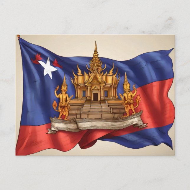 Cartão Postal bandeira do camboja (Frente)