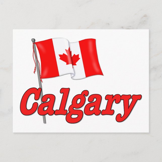 Cartão Postal Bandeira do Canadá - Calgary (Frente)