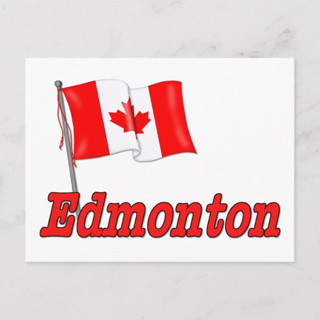 Cartão Postal Bandeira do Canadá - Edmonton (Frente)