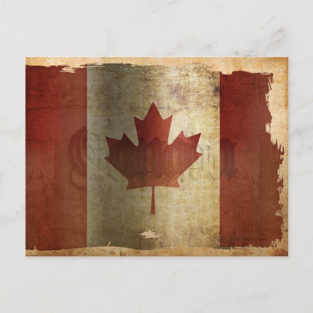 Cartão Postal Bandeira do Canadá / Grunge (Frente)