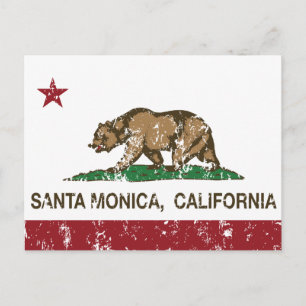 Cartão Postal Bandeira do Estado da Califórnia Santa Mônica