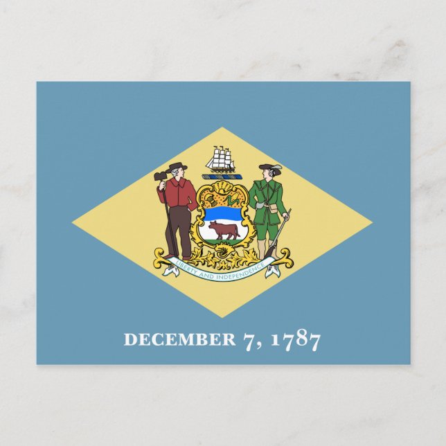 Cartão Postal Bandeira do Estado de Delaware (Frente)