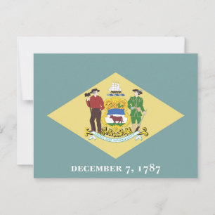 Cartão Postal Bandeira do Estado de Delaware O Primeiro Brasão d