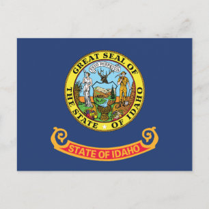 Cartão Postal Bandeira do Estado de Idaho Selo do Estado Gem Min
