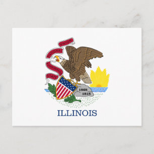 Cartão Postal Bandeira do Estado de Illinois