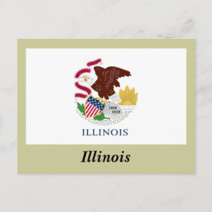 Cartão Postal Bandeira do Estado de Illinois
