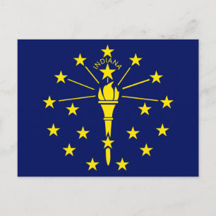 Cartão Postal Bandeira do Estado de Indiana de Tocha e Estrelas 