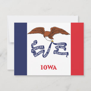 Cartão Postal Bandeira do Estado de Iowa Hawkeye Estado Águia &