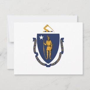 Cartão Postal Bandeira do Estado de Massachusetts Bay State Indí