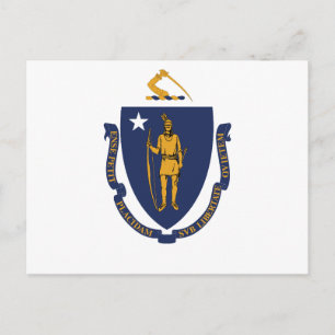 Cartão Postal Bandeira do Estado de Massachusetts Bay State Indí