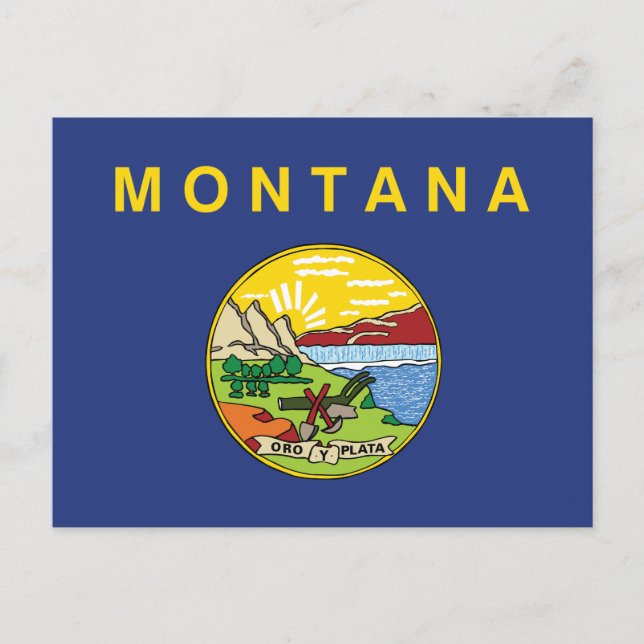 Cartão Postal Bandeira do Estado de Montana Big Sky Country Oro  (Frente)