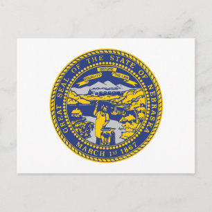 Cartão Postal Bandeira do Estado de Nebraska Selo do Estado do D