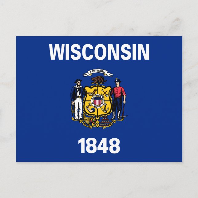 Cartão Postal Bandeira do Estado de Wisconsin (Frente)