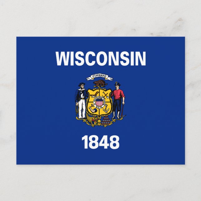 Cartão Postal Bandeira do Estado de Wisconsin (Frente)
