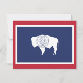Cartão Postal Bandeira do Estado de Wyoming Búfalo Borda Vermelh