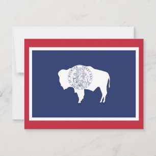 Cartão Postal Bandeira do Estado de Wyoming Búfalo Borda Vermelh