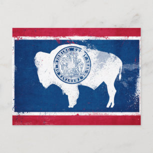 Cartão Postal Bandeira do Estado de Wyoming Distressed