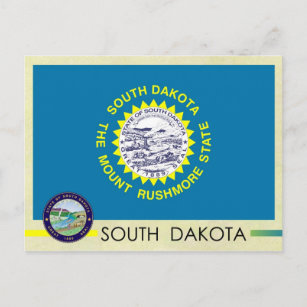 Cartão Postal Bandeira do Estado do Dakota do Sul e Seal