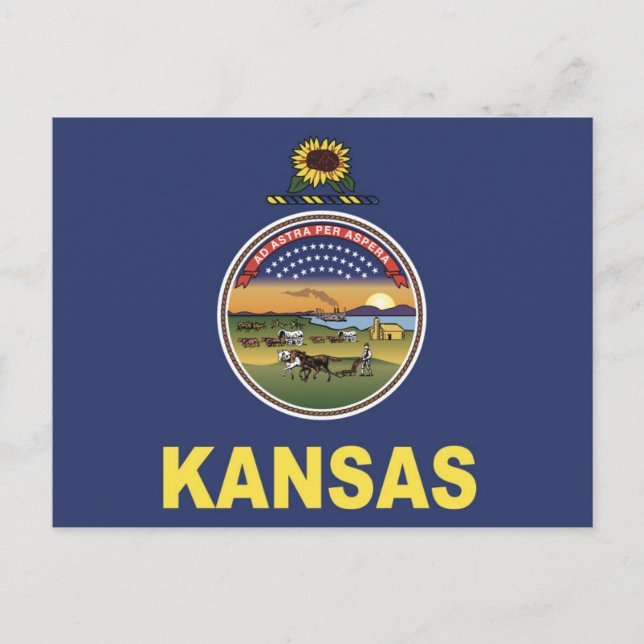 Cartão Postal Bandeira do Estado do Kansas, EUA (Frente)
