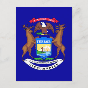 Cartão Postal Bandeira do Estado do Michigan