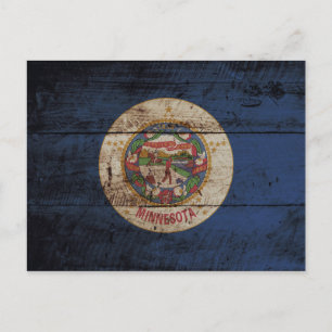 Cartão Postal Bandeira do Estado do Minnesota em Velho Grão de 