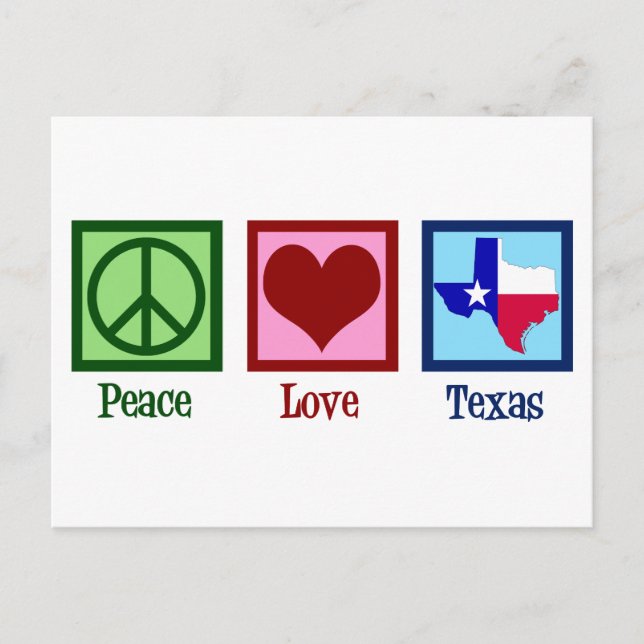 Cartão Postal Bandeira do Estado do Texas Paz Amor (Frente)