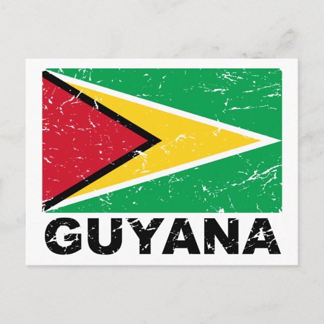 Cartão Postal Bandeira do Guyana Vintage (Frente)