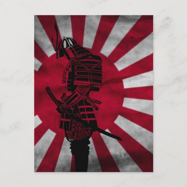 Cartão Postal Bandeira do japonês do samurai (Frente)