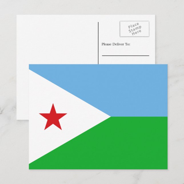 Cartão Postal Bandeira do Jibutiano, Bandeira do Jibuti (Frente/Verso)