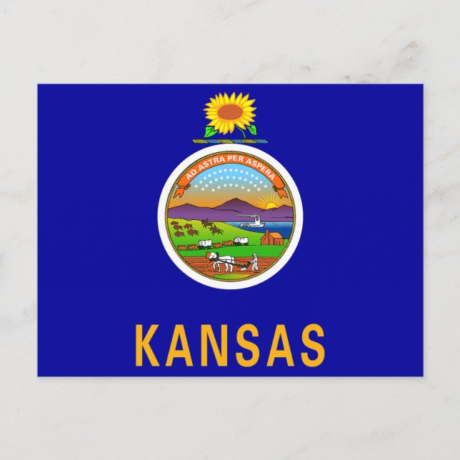 Cartão Postal Bandeira do Kansas (Frente)
