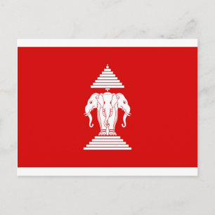 Cartão Postal Bandeira do Laos (1952-1975) - ທຸ ງ ຊ າ 