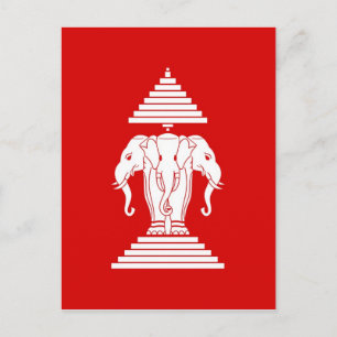 Cartão Postal Bandeira do Laos (1952-1975) - ທຸ ງ ຊ າ ດ ລ າ