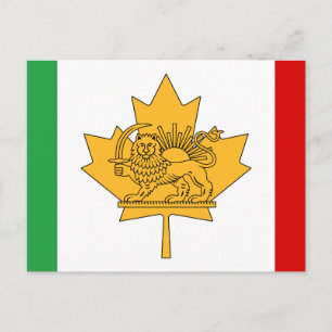Cartão Postal Bandeira do Leão e Sol Iraniana Canadense